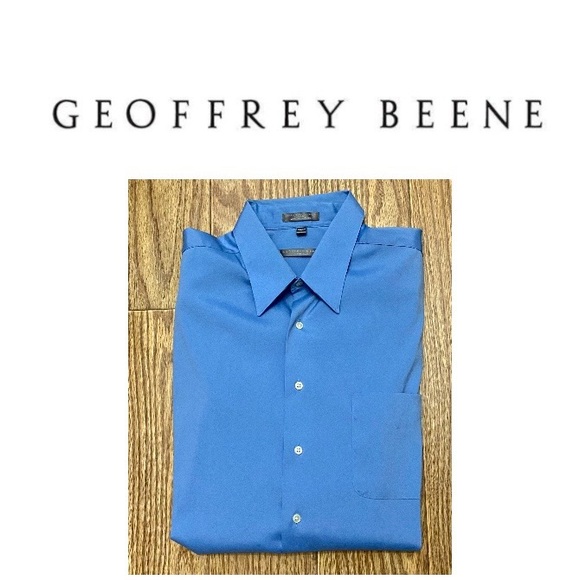Geoffrey Beene Men’s Blue Button Down Stretch Dress Shirt XL 17.5 34/35‎ - Picture 2 of 5